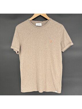 Les Deux Mens Norregaard T Shirt M Light Brown Taupe  II Logo Minimal Cotton Tee
